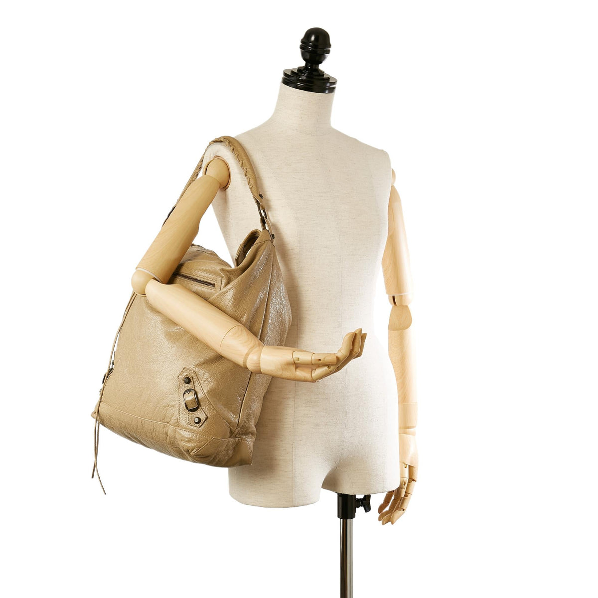 Balenciaga Motocross Classic Day Leather Shoulder Bag 23571 angle view