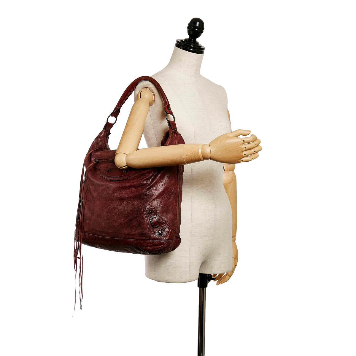Balenciaga Motocross Classic Day Leather Shoulder Bag 30371 side view