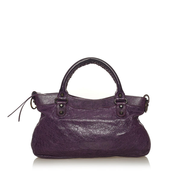 Balenciaga Motocross Classic First Lambskin Leather Satchel | Designer Luxury Handbag