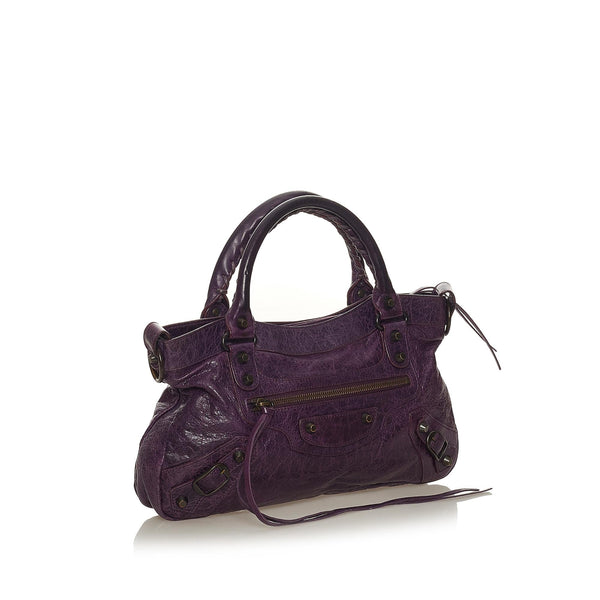 Balenciaga Motocross Classic First Lambskin Leather Satchel | Designer Luxury Handbag