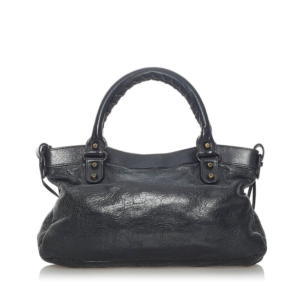 Balenciaga Motocross Classic First Lambskin Leather Satchel 32814 angle view