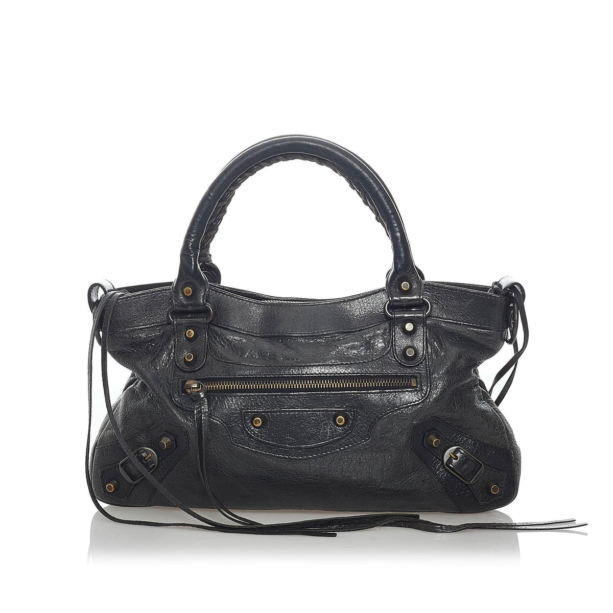 Balenciaga Motocross Classic First Lambskin Leather Satchel 32814