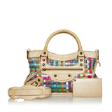Balenciaga Motocross Classic First Woven Leather Satchel back view