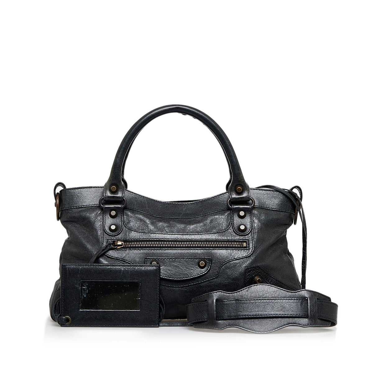 Balenciaga Motocross Classic First Handbag HgSRBn | Authentic Pre-Owned interior view