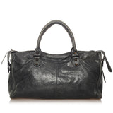 Balenciaga Motocross Classic Part Time Lambskin Leather Satchel 27855 angle view