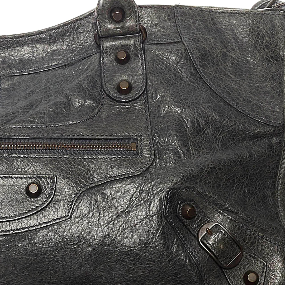 Balenciaga Motocross Classic Part Time Lambskin Leather Satchel 27855 side view