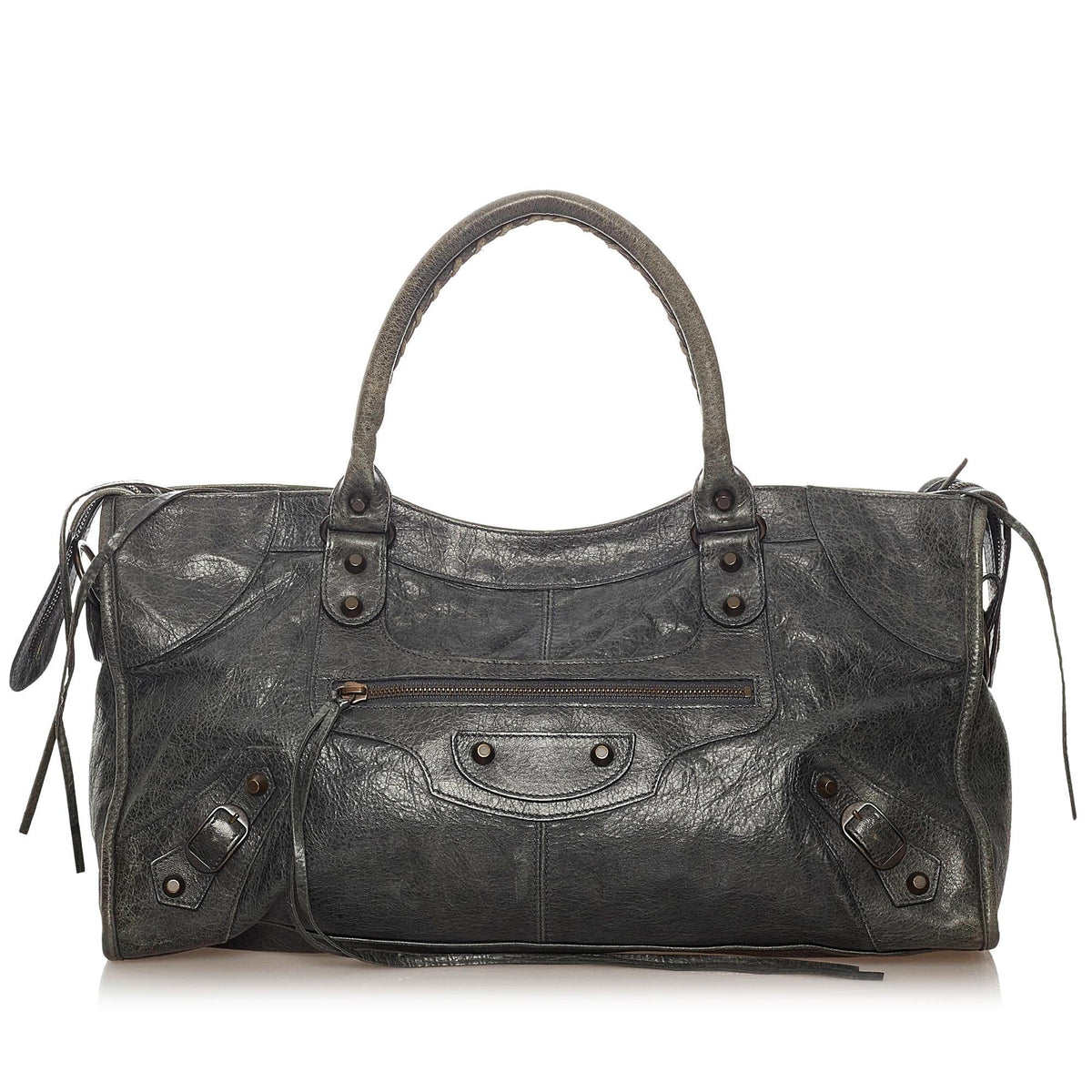 Balenciaga Motocross Classic Part Time Lambskin Leather Satchel 27855