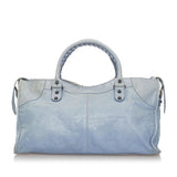 Balenciaga Motocross Classic Part Time Lambskin Leather Satchel 30377 angle view