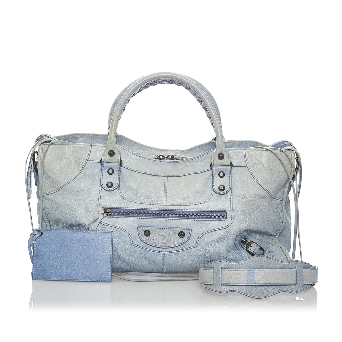 Balenciaga Motocross Classic Part Time Lambskin Leather Satchel 30377 interior view