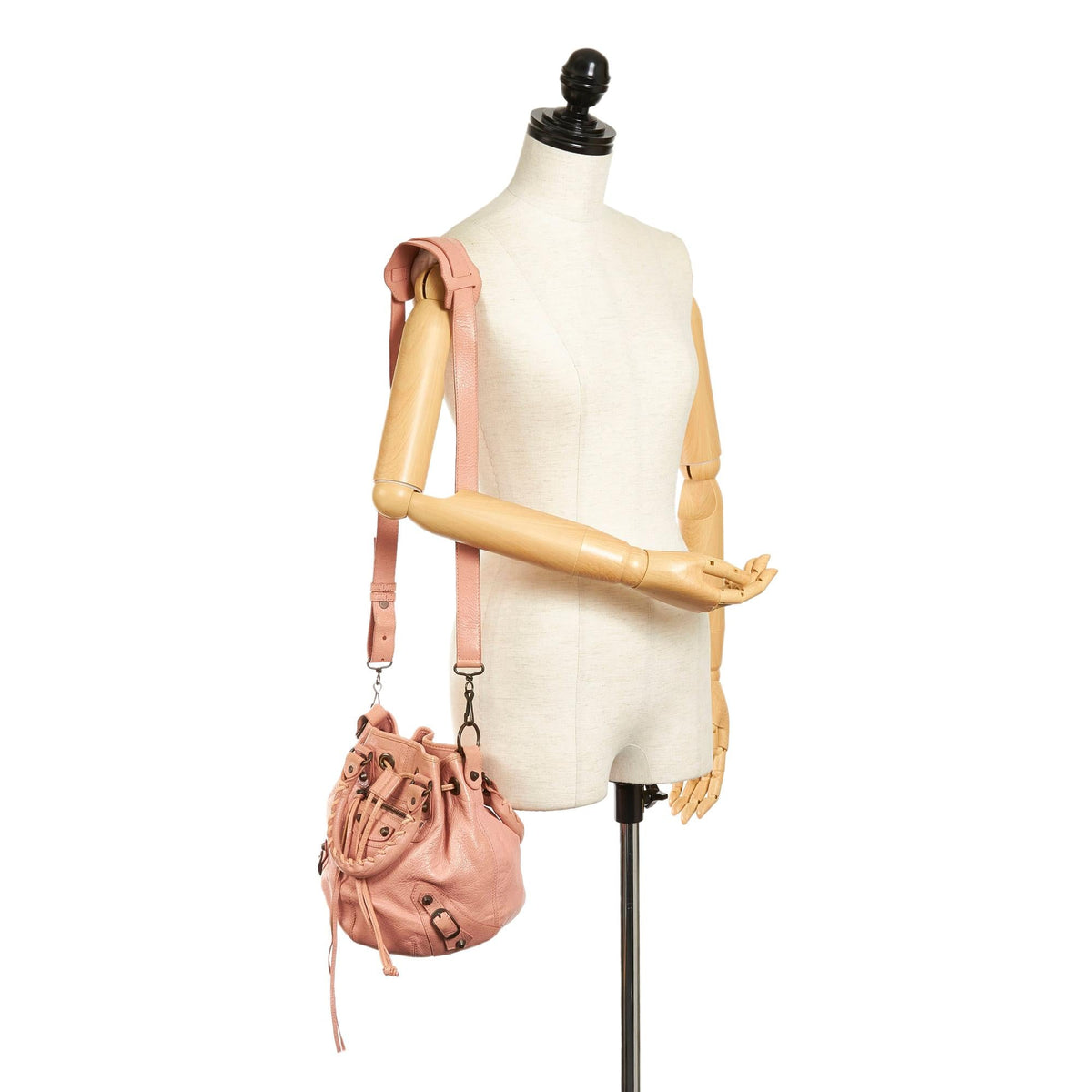 Balenciaga Motocross Classic Pompon Bucket Bag | Authentic Pre-Owned interior view