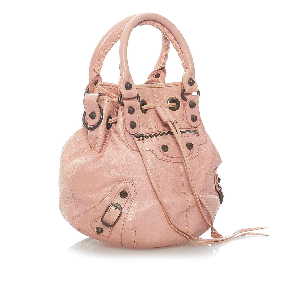Balenciaga Motocross Classic Pompon Bucket Bag | Authentic Pre-Owned side view