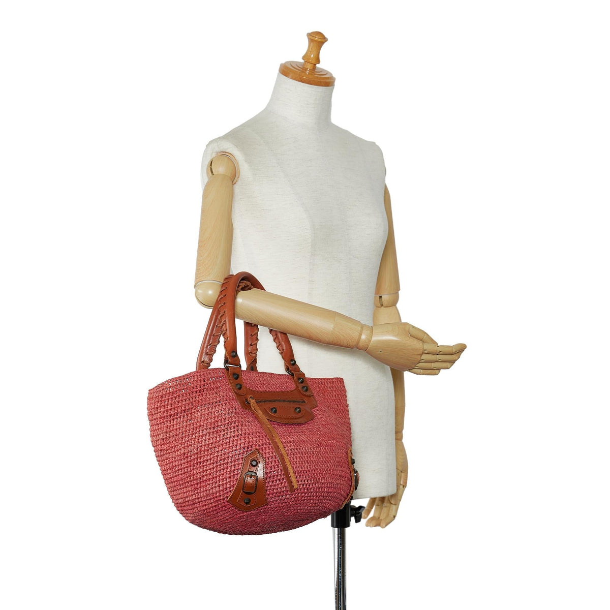 Balenciaga Motocross Classic Raffia Panier Handbag DkYaYu | Authentic Pre-Owned angle view
