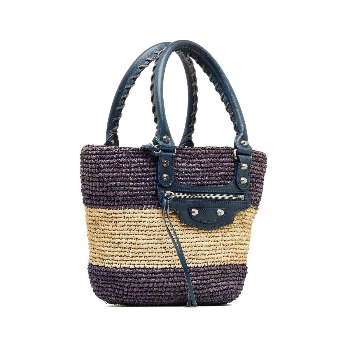 Balenciaga Motocross Classic Raffia Panier Handbag AcdCnl | Authentic Pre-Owned side view
