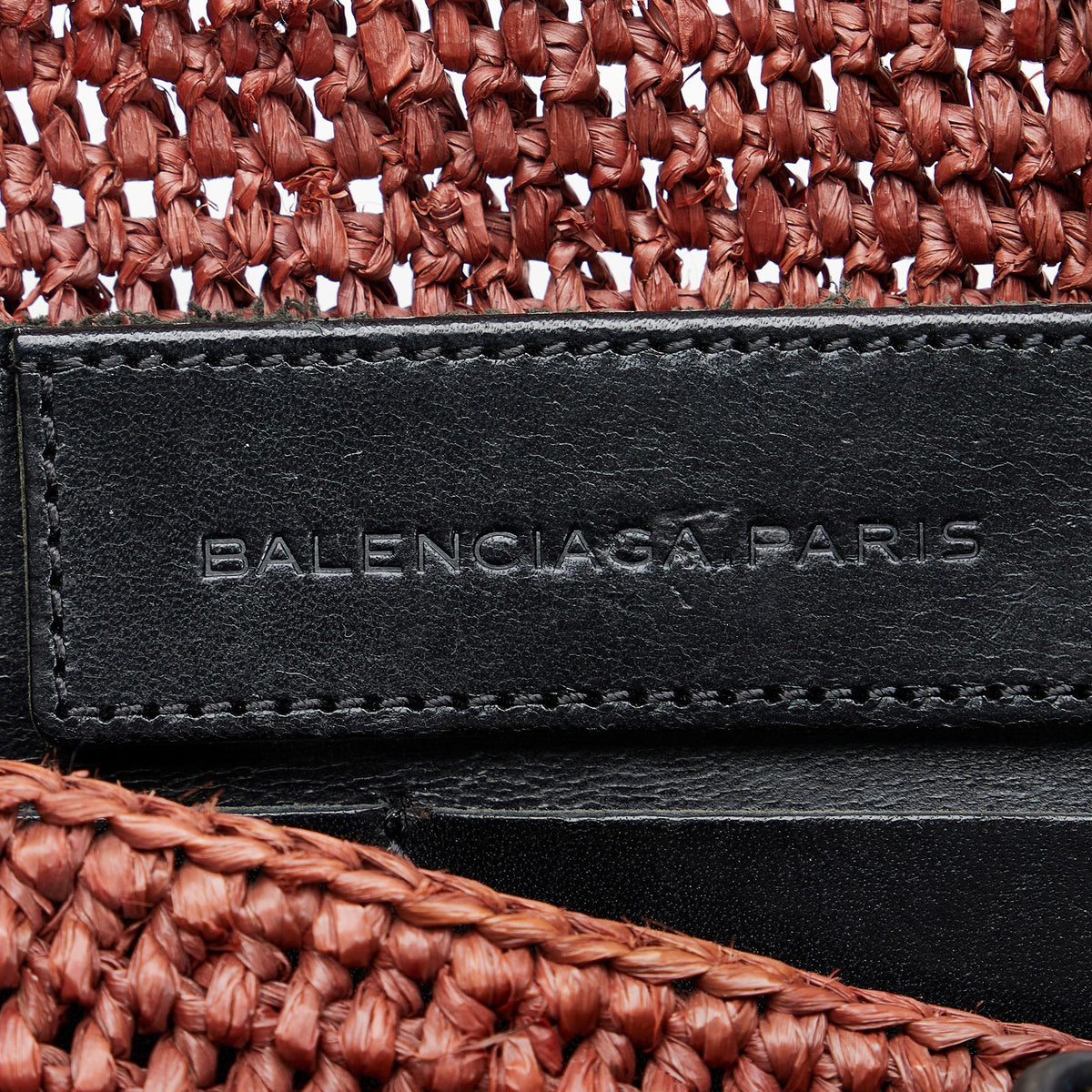 Balenciaga Motocross Classic Raffia Panier Tote | Authentic Pre-Owned hardware detail