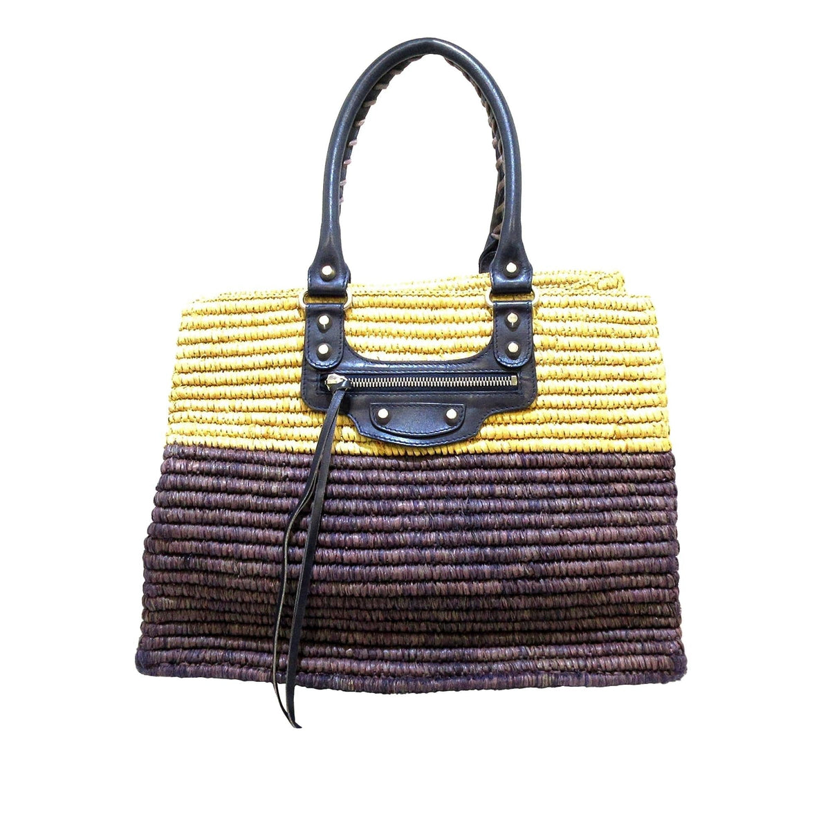 Balenciaga Motocross Classic Raffia Tote Bag | Authentic Pre-Owned