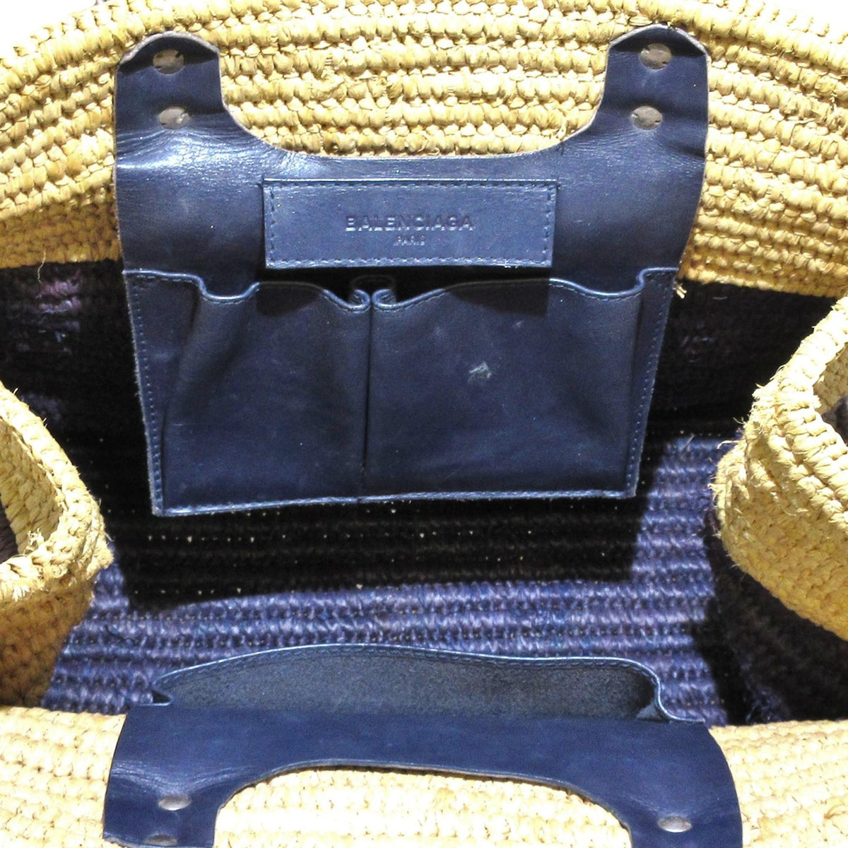 Balenciaga Motocross Classic Raffia Tote Bag | Authentic Pre-Owned detail view