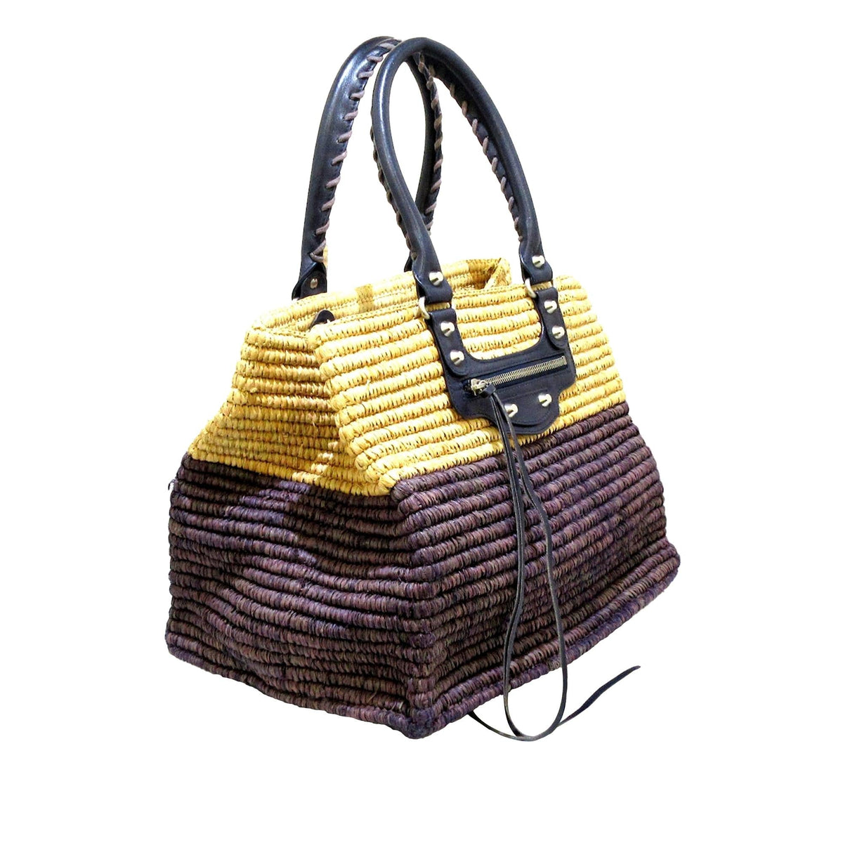 Balenciaga Motocross Classic Raffia Tote Bag | Authentic Pre-Owned side view