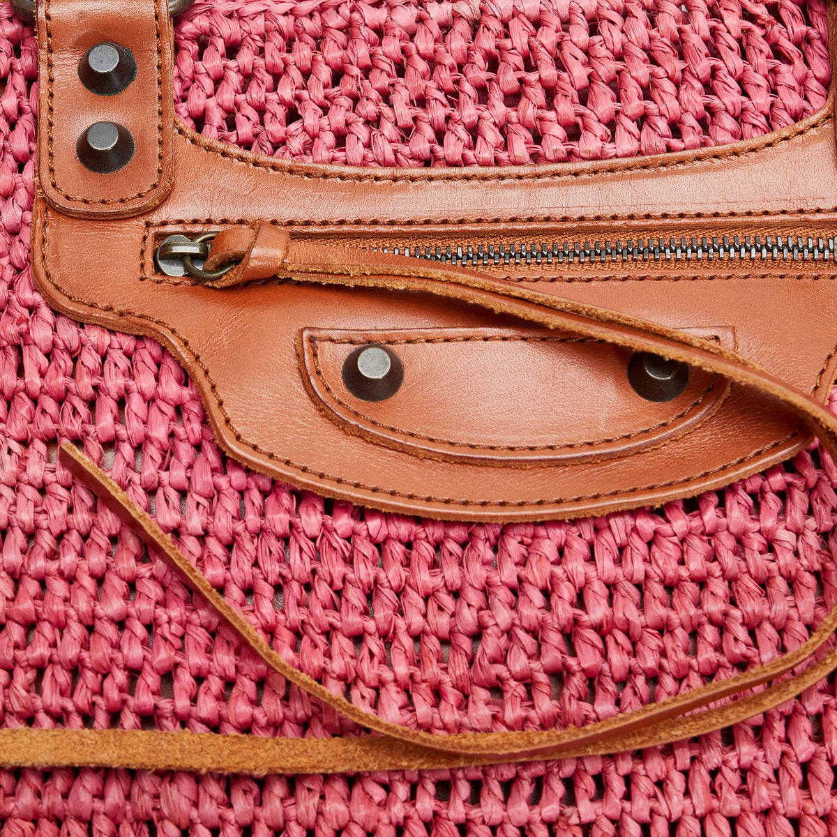 Balenciaga Motocross Classic Raffia Tote | Authentic Pre-Owned side view