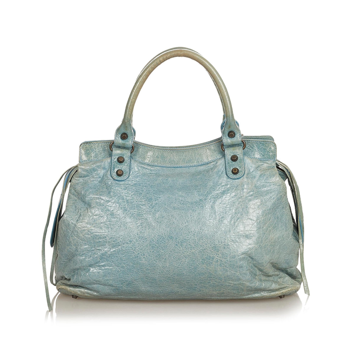 Balenciaga Motocross Classic Step Leather Handbag | Authentic Pre-Owned angle view