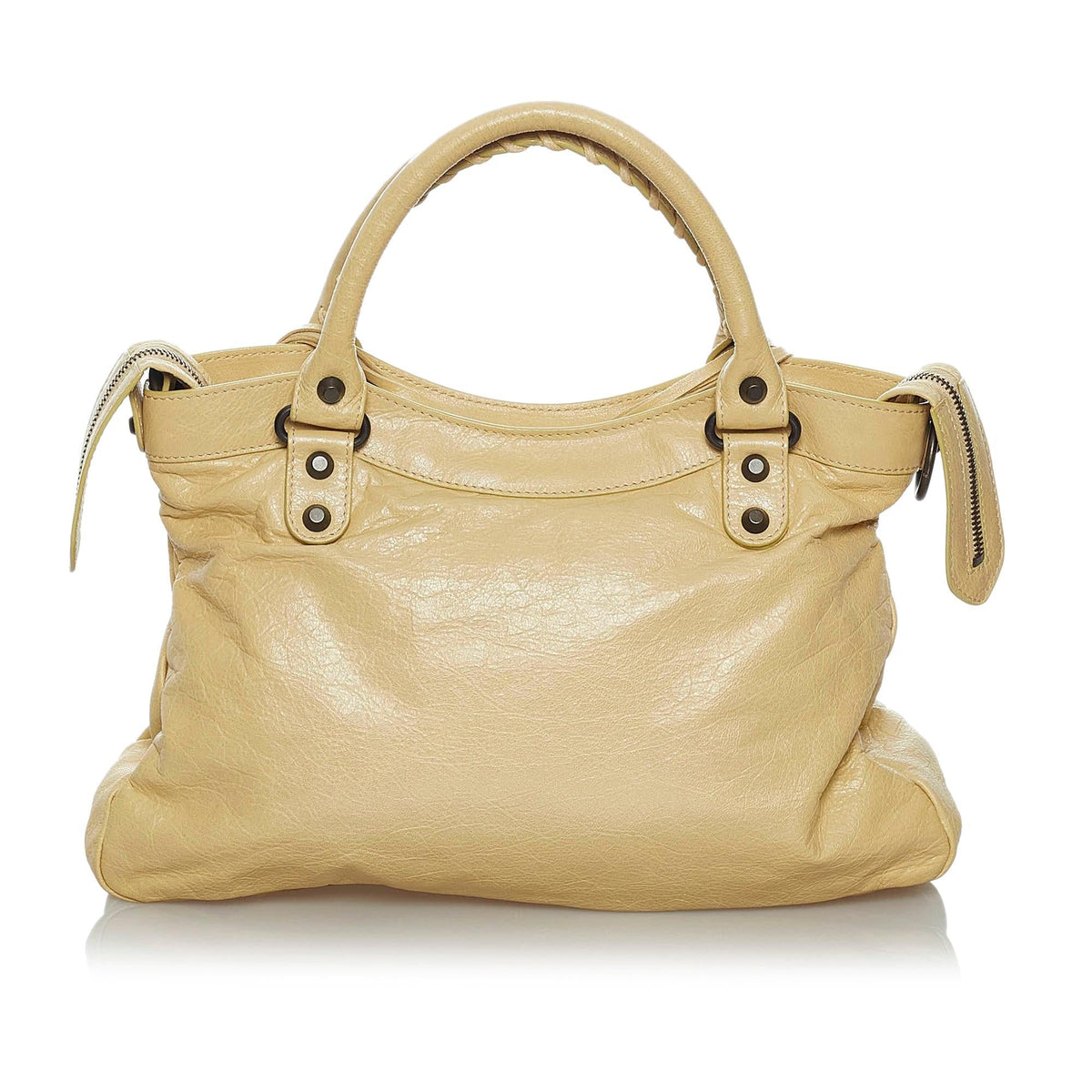 Balenciaga Motocross Classic Town Lambskin Leather Satchel angle view