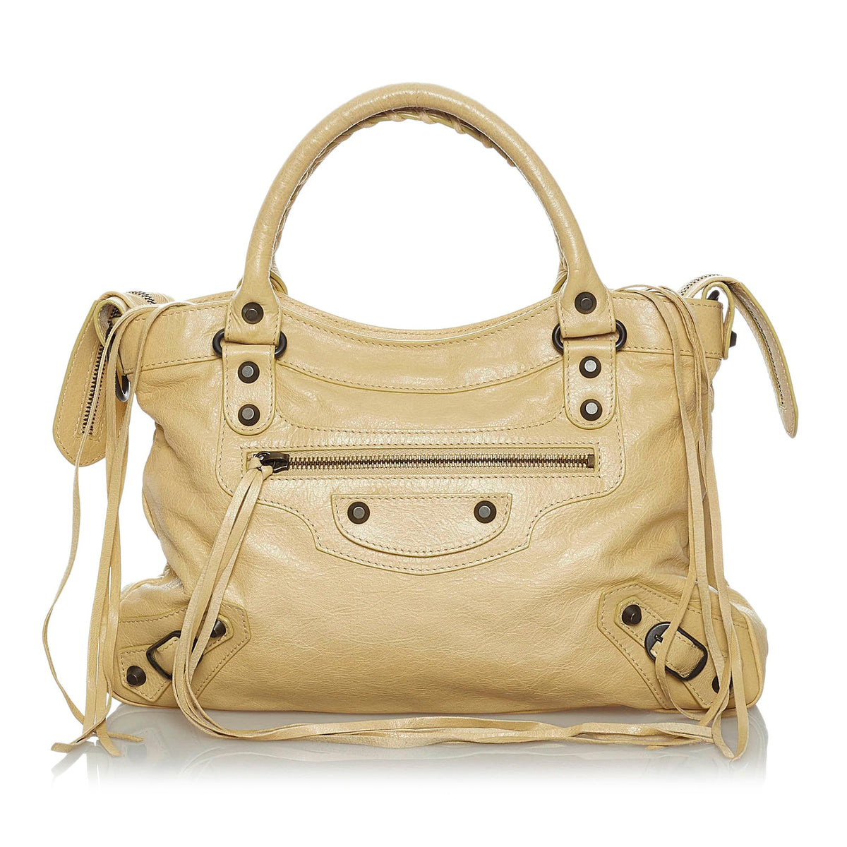 Balenciaga Motocross Classic Town Lambskin Leather Satchel
