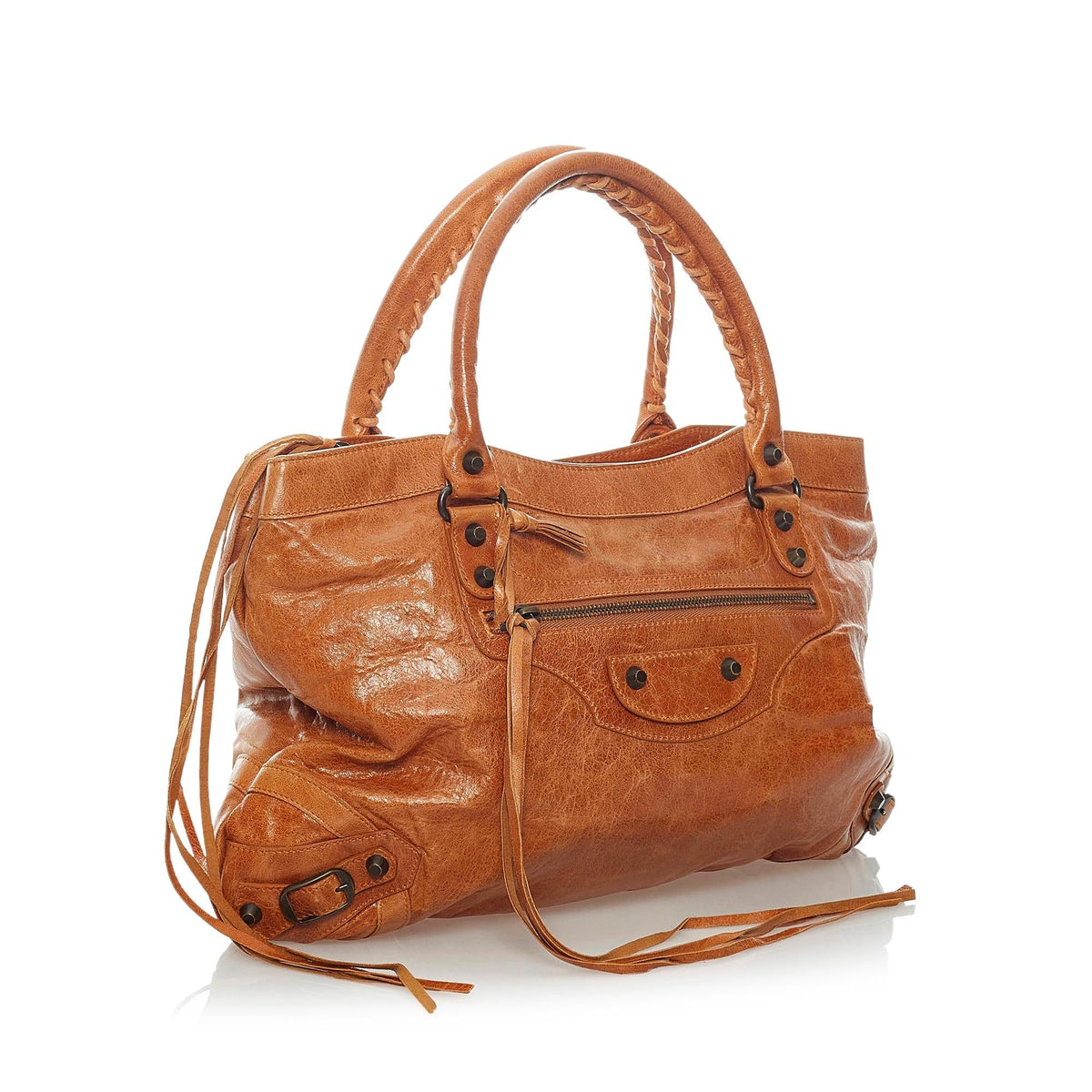 Balenciaga Motocross Classic Town Leather Handbag | Authentic Pre-Owned side view