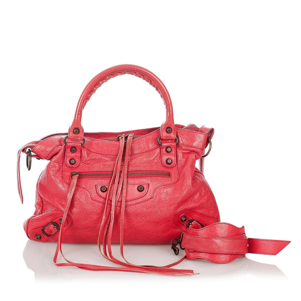 Balenciaga Motocross Classic Town Leather Satchel | Designer Luxury Handbag