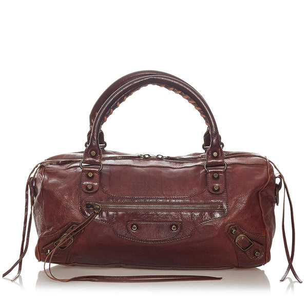 Balenciaga Motocross Classic Twiggy Leather Satchel | Designer Luxury Handbag