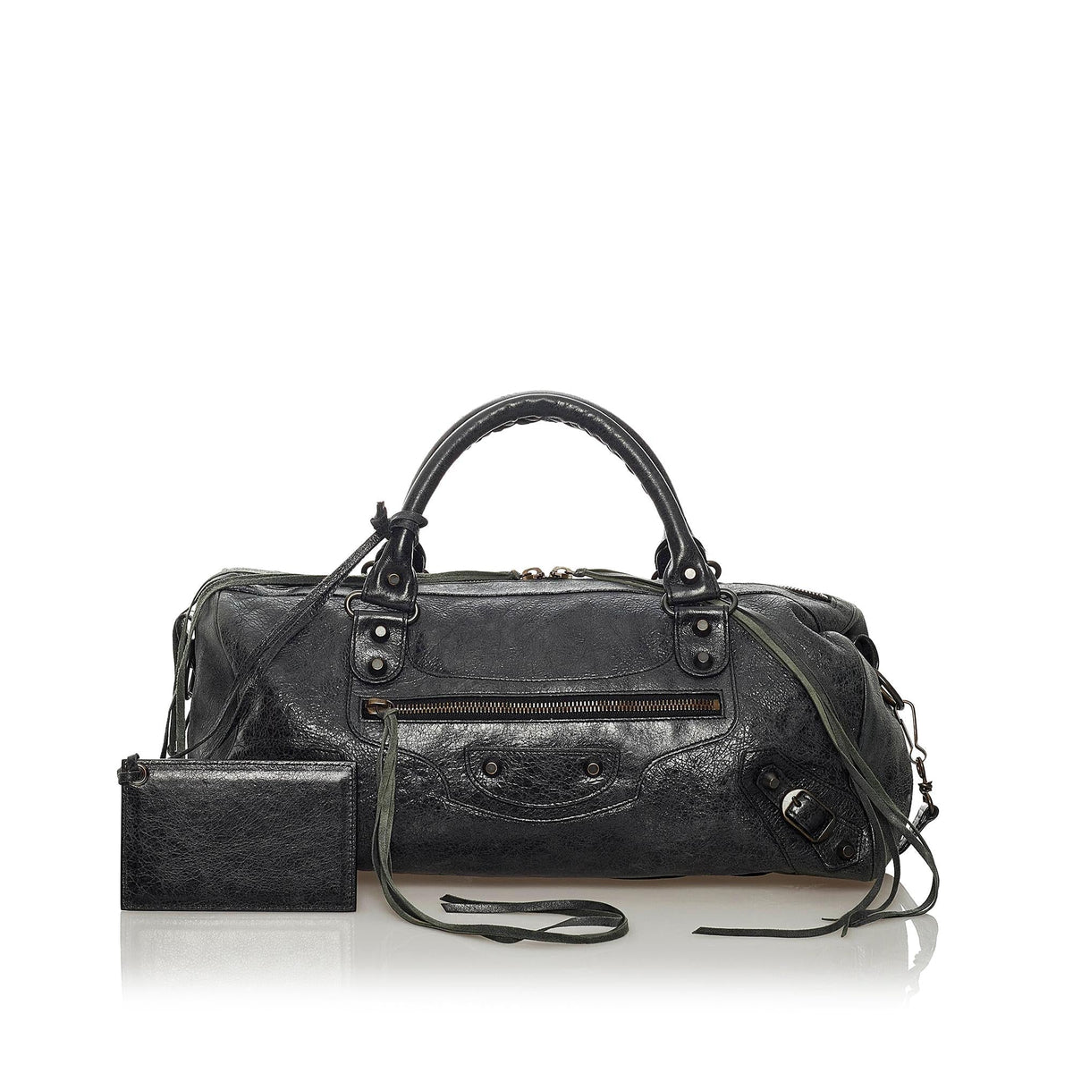 Balenciaga Motocross Classic Twiggy Leather Satchel 29211 | Authentic Pre-Owned interior view