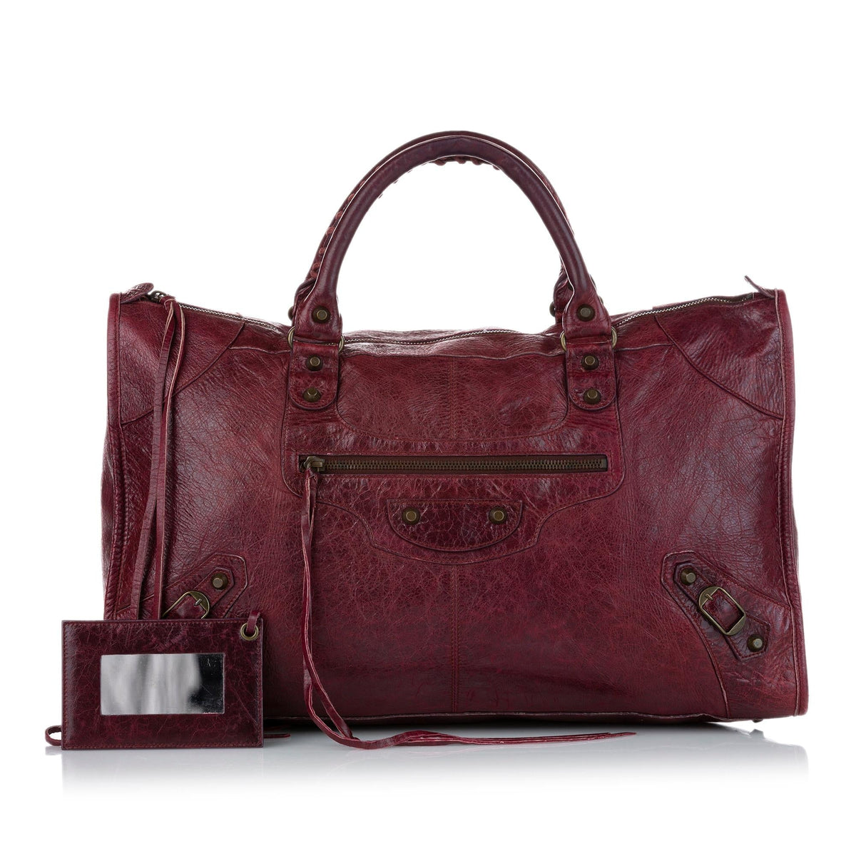 Balenciaga Motocross Classic Work Lambskin Leather Handbag 28262 interior view