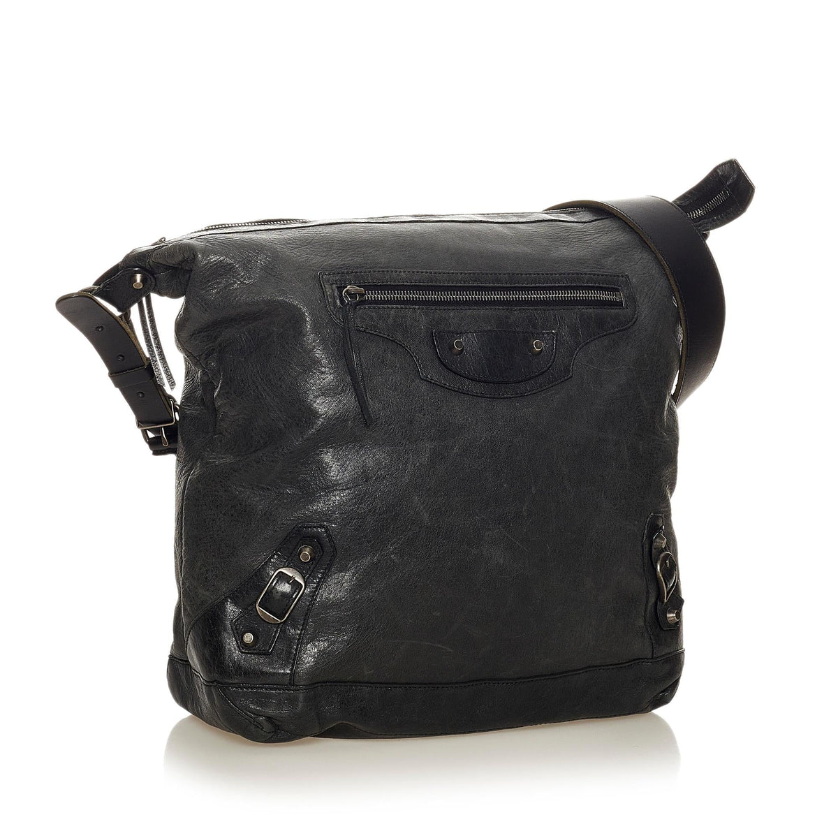 Balenciaga Motocross Day Leather Crossbody Bag | Authentic Pre-Owned side view