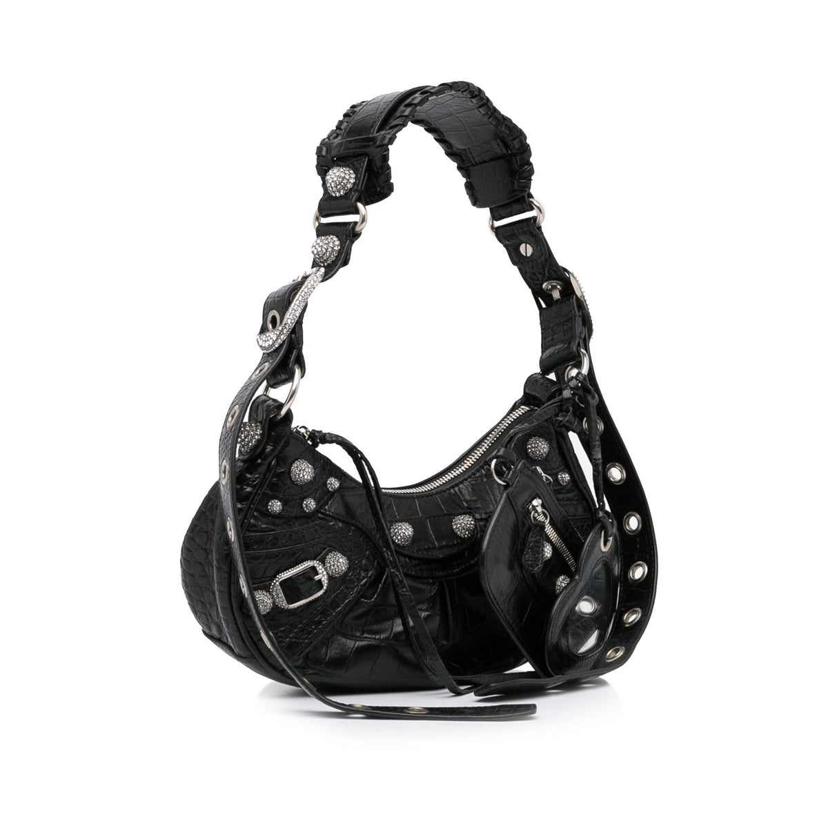 Balenciaga Motocross Embossed Le Cagole with Rhinestones XS Handbag side view