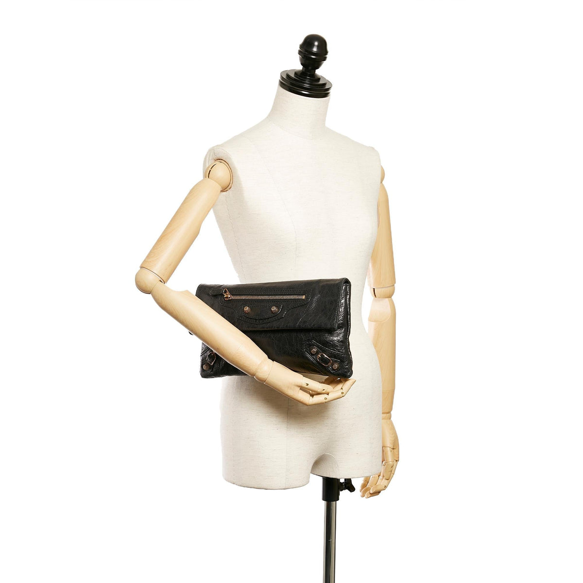 Balenciaga Motocross Giant 12 Envelope Leather Clutch Bag 27654 interior view