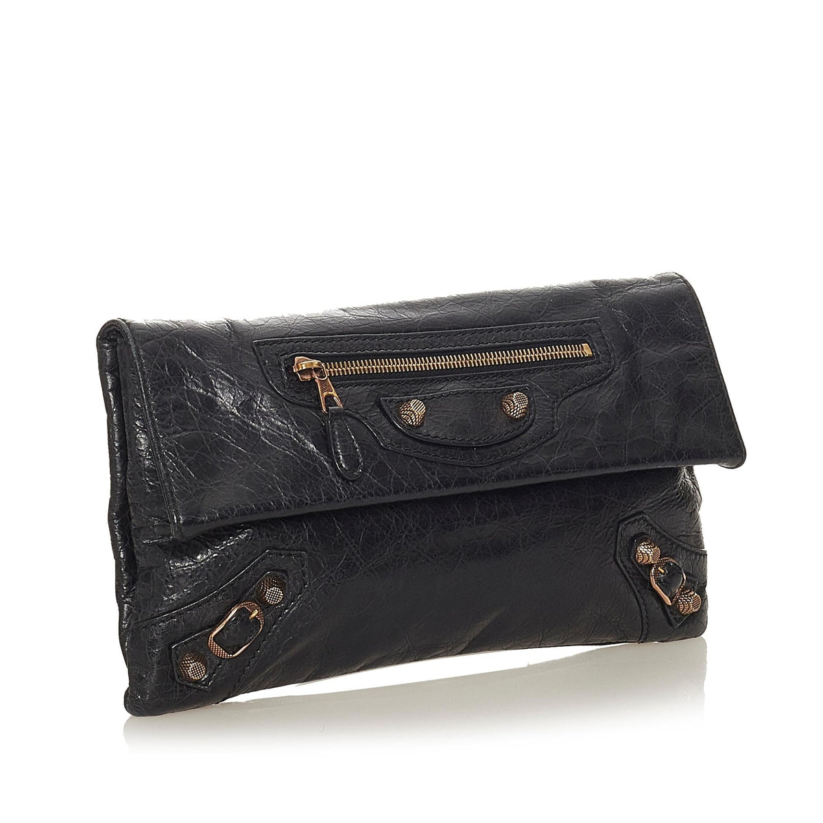 Balenciaga Motocross Giant 12 Envelope Leather Clutch Bag 27654 side view