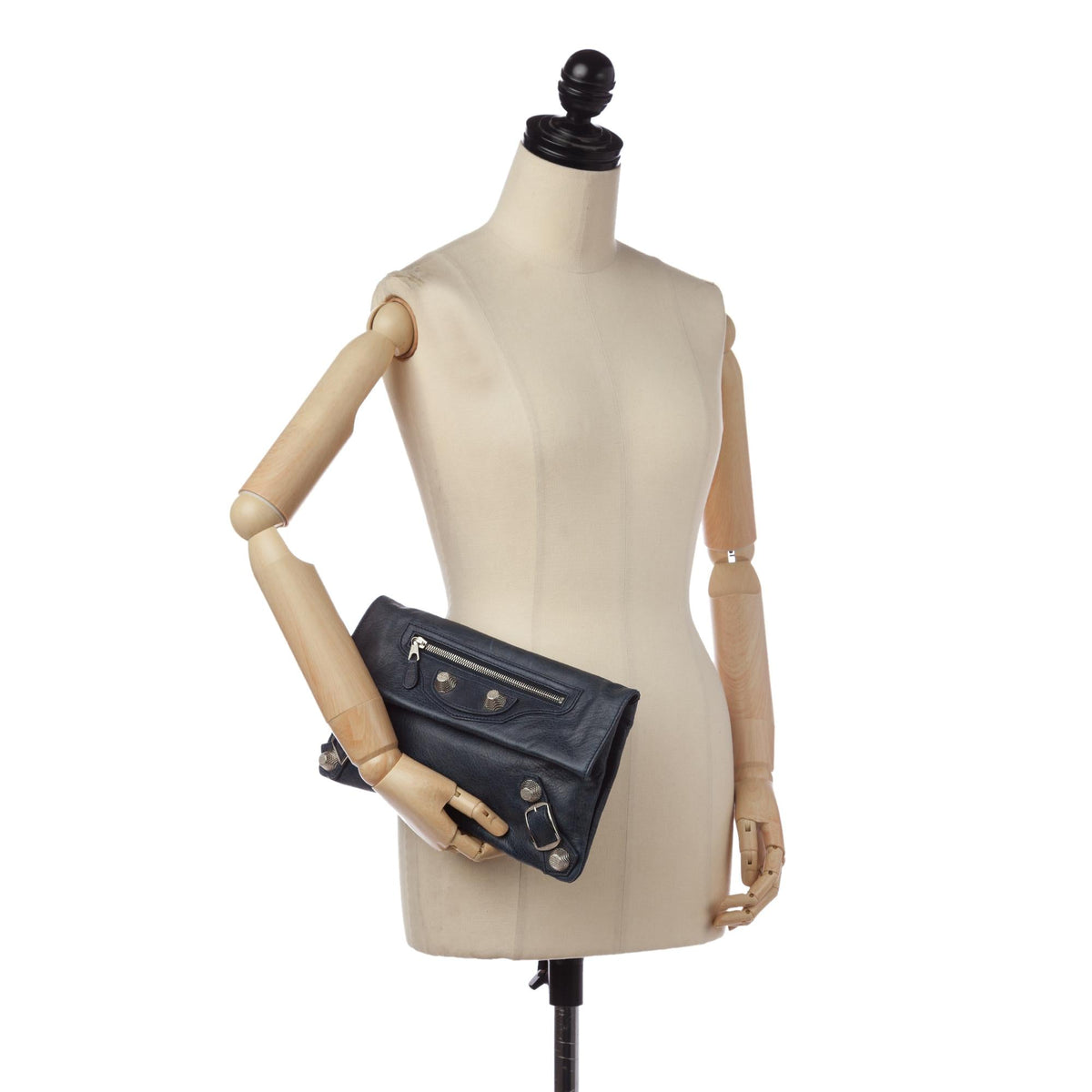 Balenciaga Motocross Giant 12 Envelope Leather Clutch Bag 33119 interior view