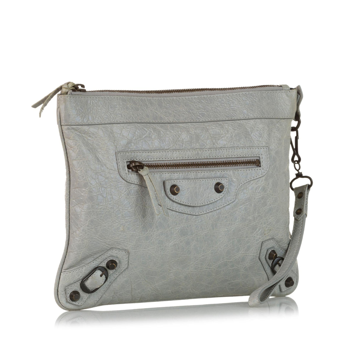 Balenciaga Motocross Lambskin Leather Clutch Bag | Authentic Pre-Owned side view