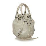 Balenciaga Motocross Pom Pom Leather Satchel | Authentic Pre-Owned side view