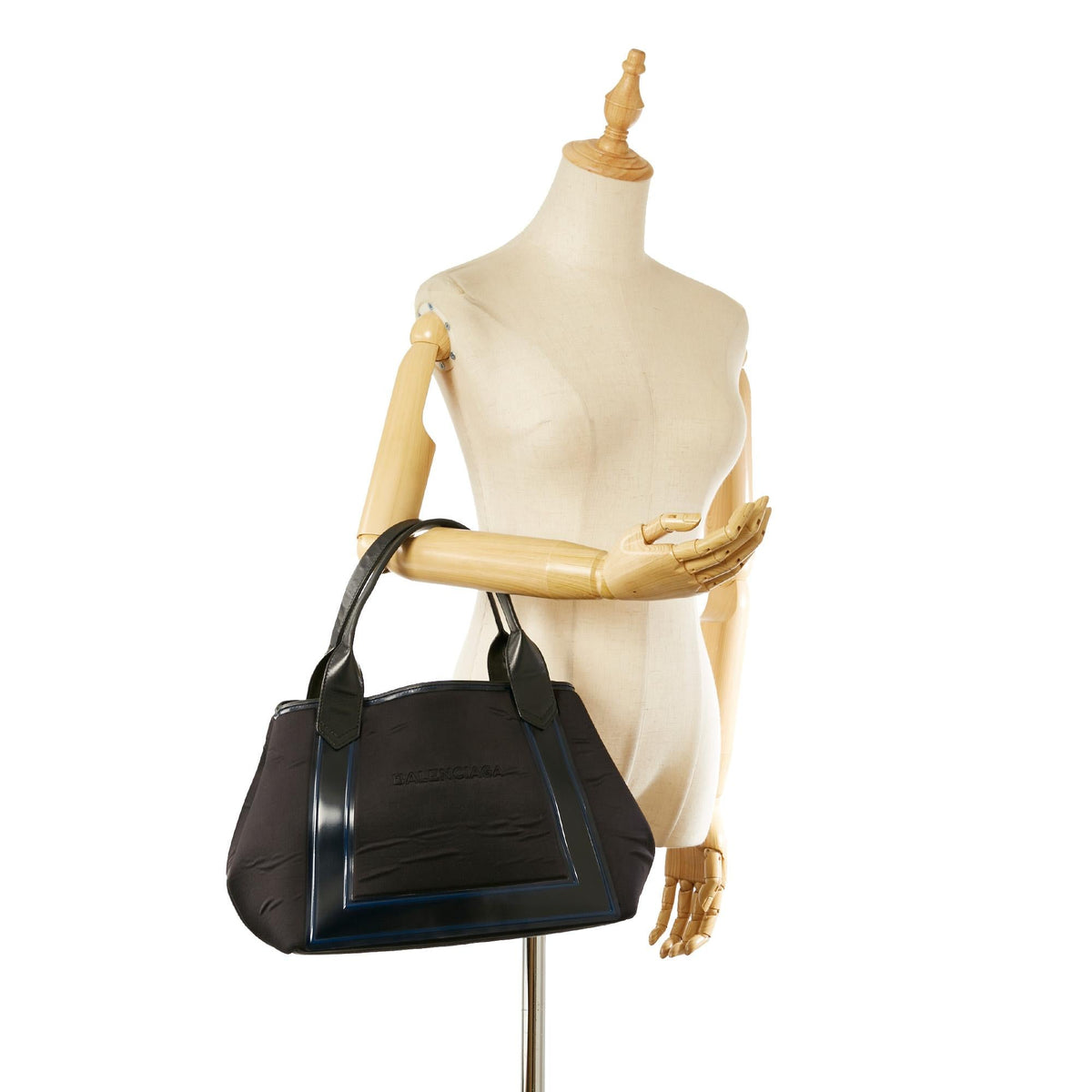 Balenciaga Navy Cabas S Canvas Tote Bag 22964 | Authentic Pre-Owned angle view