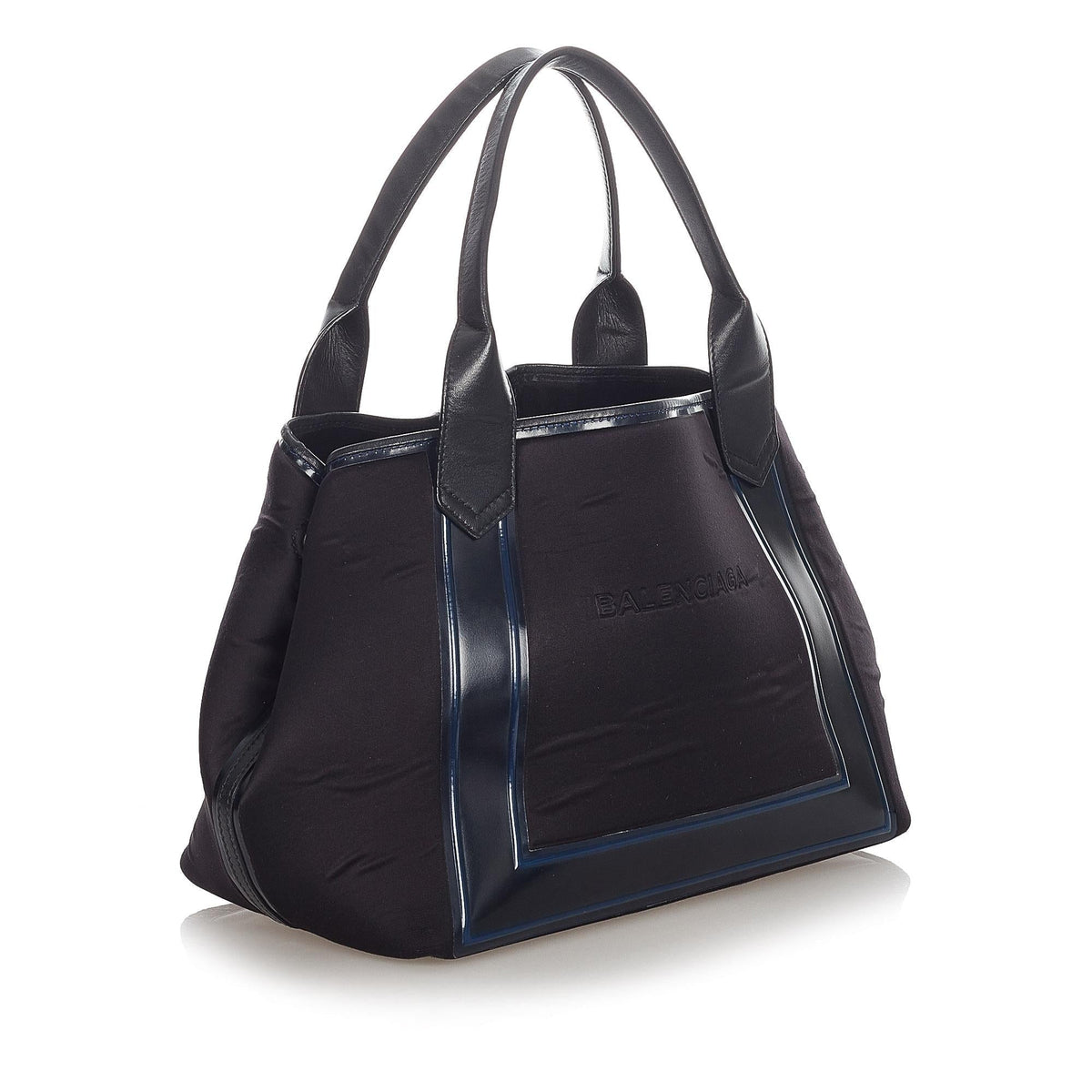 Balenciaga Navy Cabas S Canvas Tote Bag 22964 | Authentic Pre-Owned side view