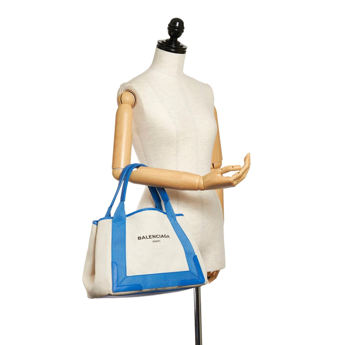Balenciaga Navy Cabas S Canvas Tote Bag 28825 | Authentic Pre-Owned side view