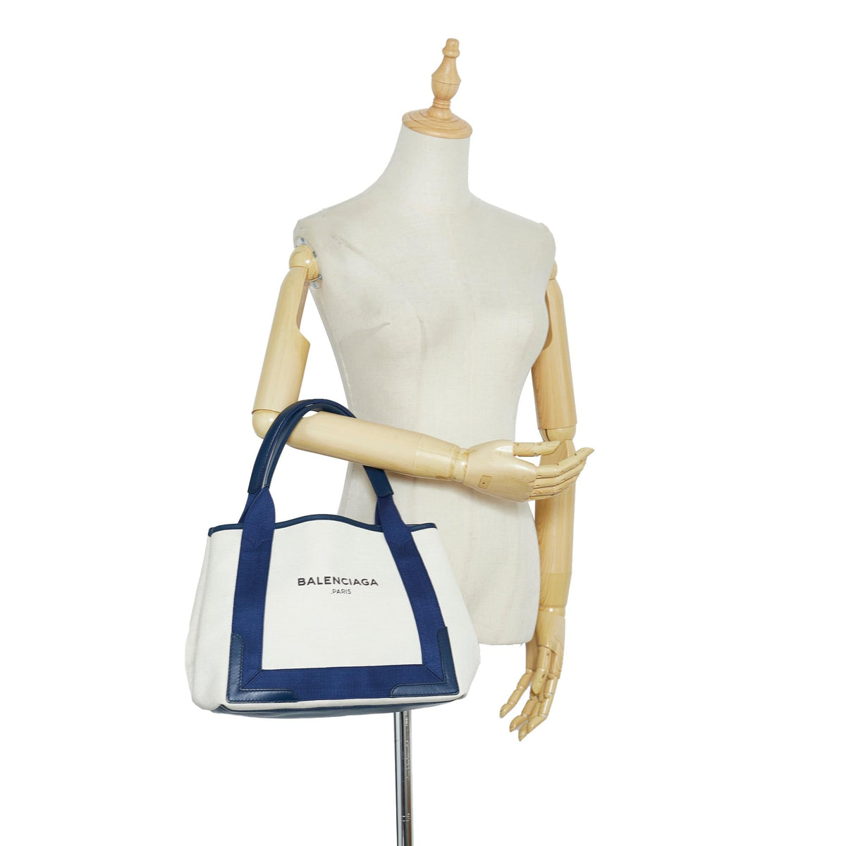 Balenciaga Navy Cabas S WOhAW6 | Authentic Pre-Owned angle view