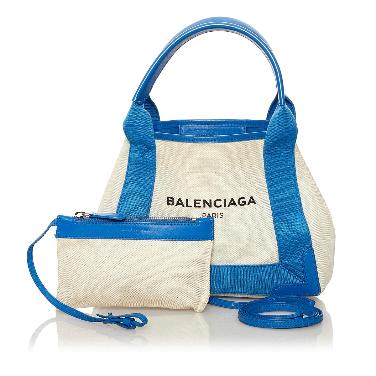 Balenciaga Navy Cabas XS Canvas Satchel 33098 | Authentic Pre-Owned interior view