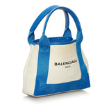 Balenciaga Navy Cabas XS Canvas Satchel 37718 | Authentic Pre-Owned side view