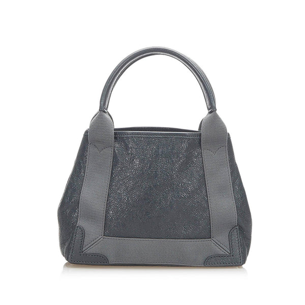 Balenciaga Navy Cabas XS Leather Satchel | Luxury Canvas Tote Bag