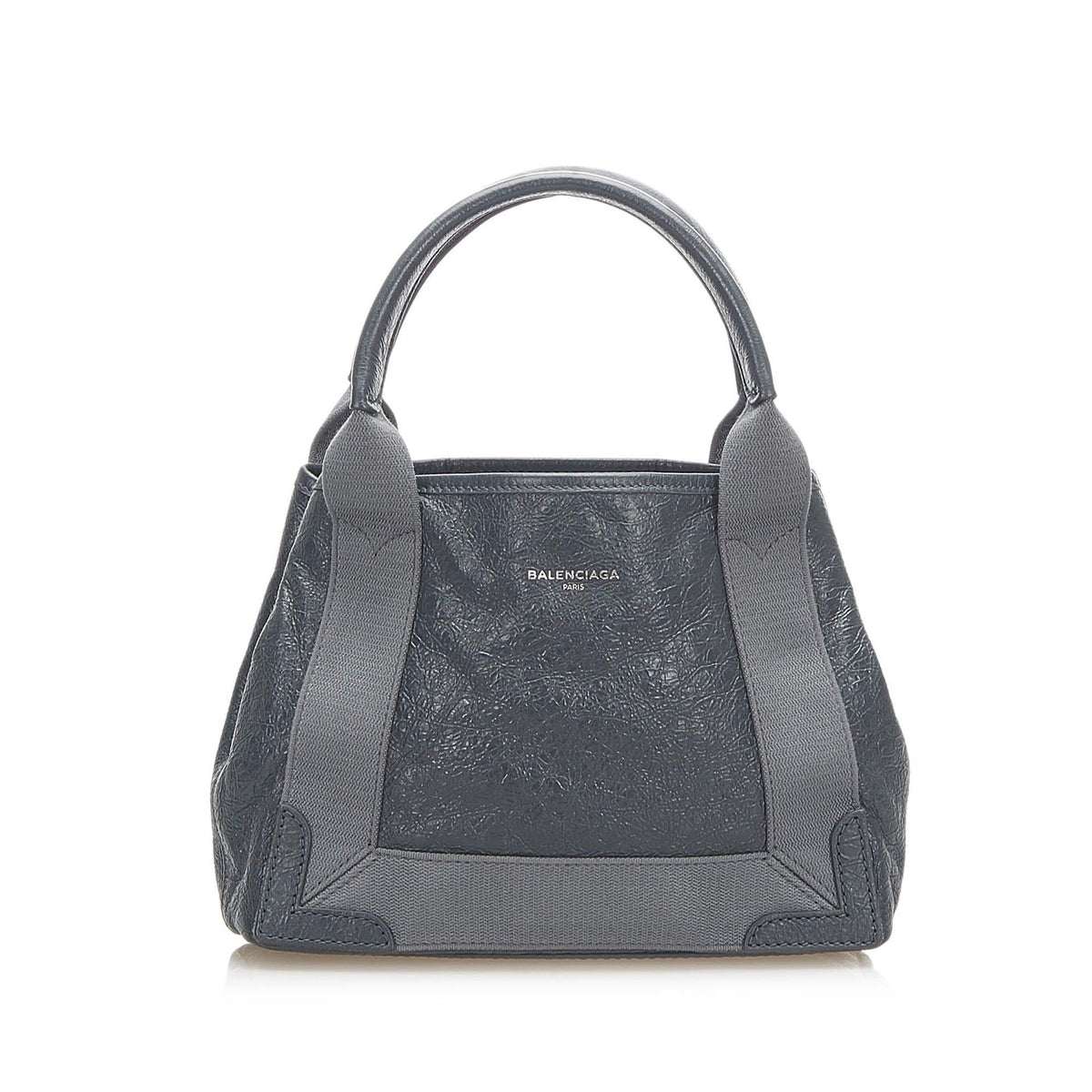 Balenciaga Navy Cabas XS Leather Satchel | Luxury Canvas Tote Bag