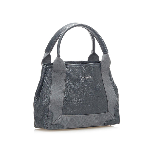 Balenciaga Navy Cabas XS Leather Satchel | Luxury Canvas Tote Bag