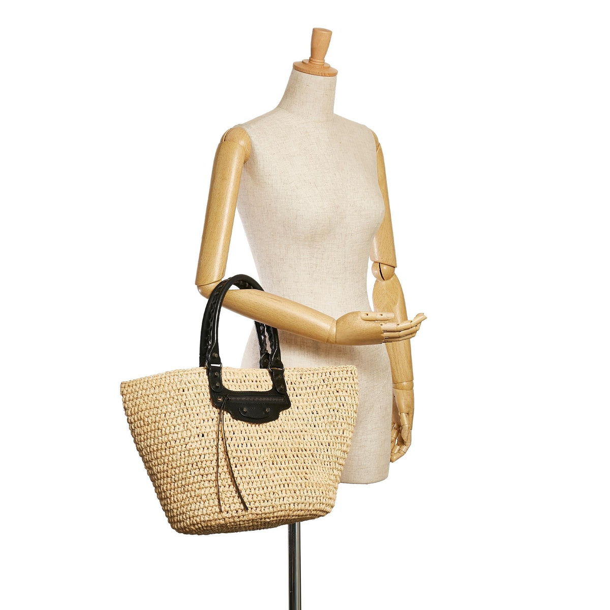 Balenciaga Panier Raffia Tote Bag 35038 | Authentic Pre-Owned side view