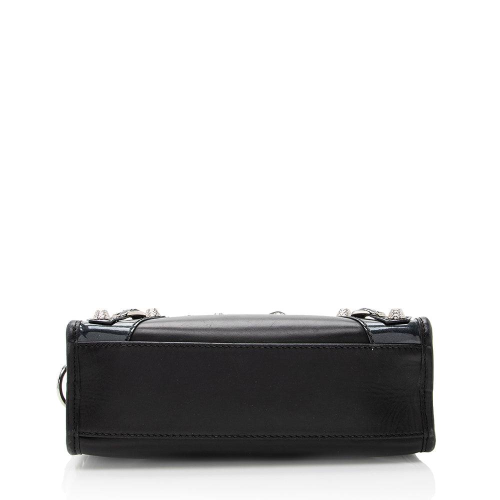 Balenciaga Patent Matte Calfskin Metal Edge City Mini Satchel - FINAL SALE | Designer Luxury Handbag