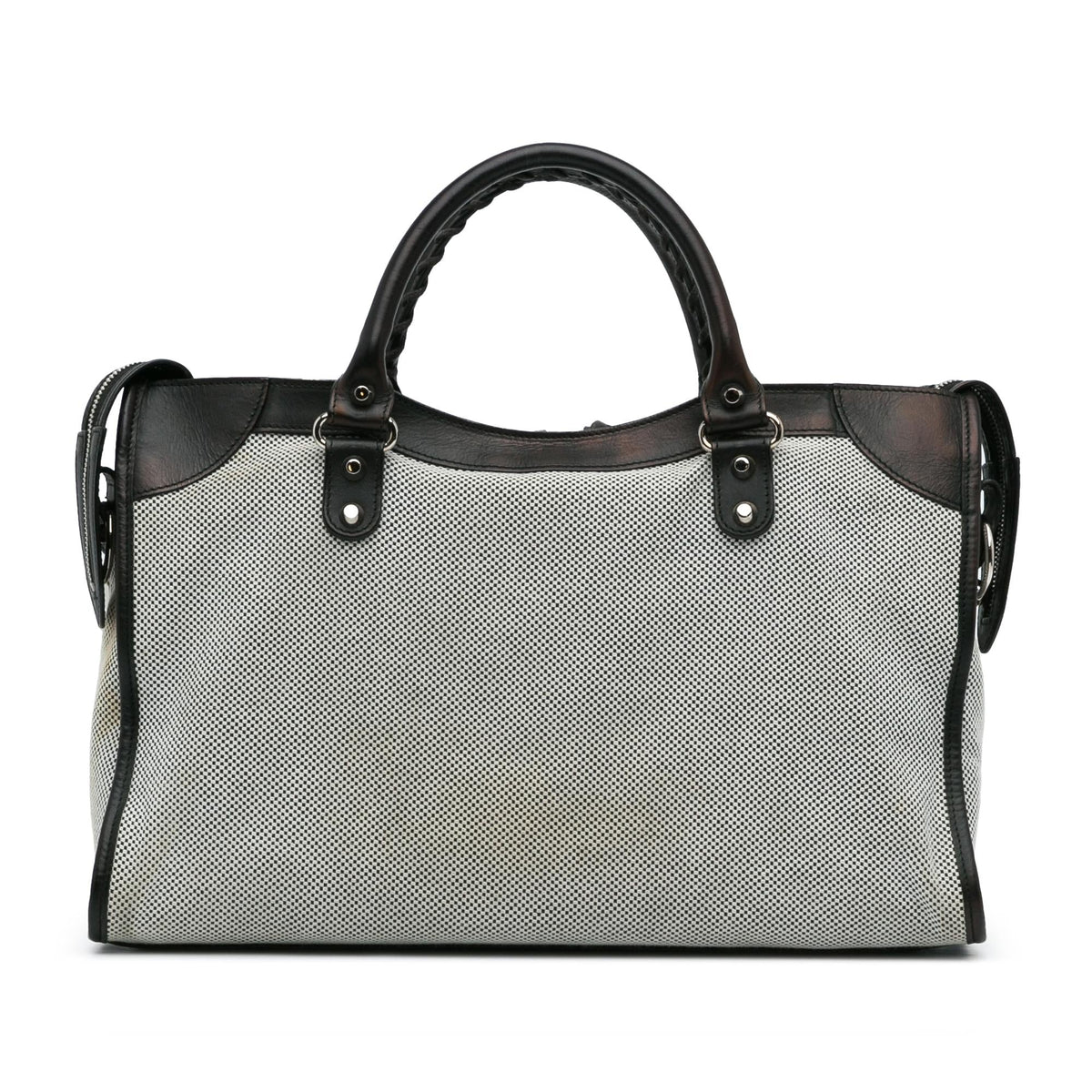 Balenciaga Perforated Twill Motocross Classic City Handbag angle view