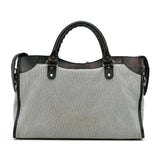 Balenciaga Perforated Twill Motocross Classic City Handbag angle view